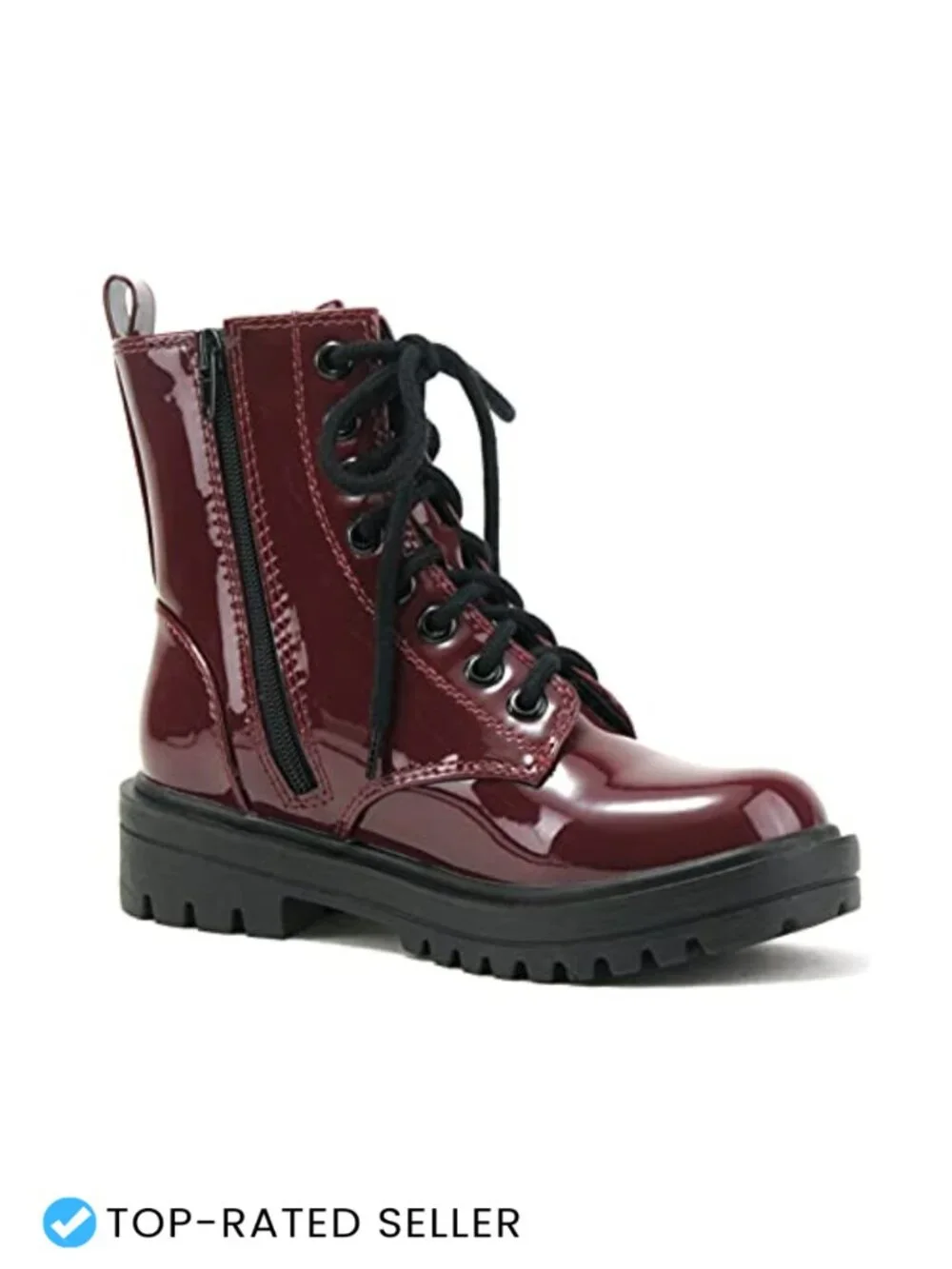 Soda Firm Lug Sole Combat Ankle Bootie Side Zipper